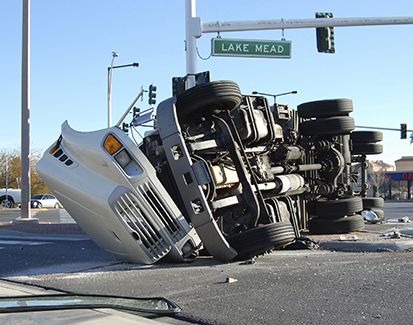 Truck accident with damaged cargo